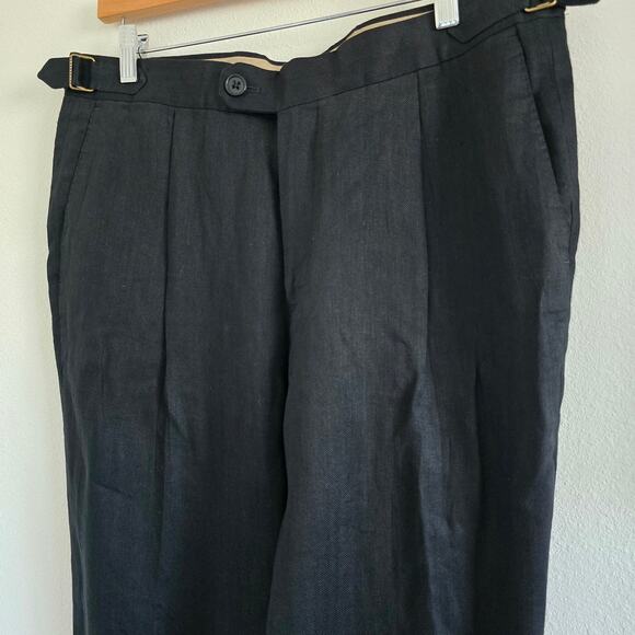 Banana Republic Emmetex 100% Linen Tailored Slim Fit Pants Black Size 34L Italy - Picture 2 of 8